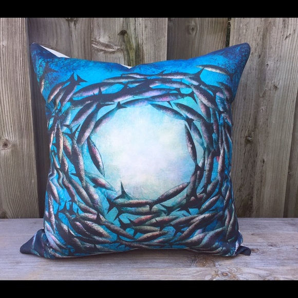 Handmade pillow, marine inspired, New